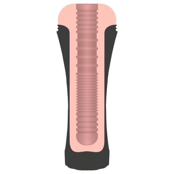 JamyJob - realistisk vaginamasturbator i fodral - svart/natur