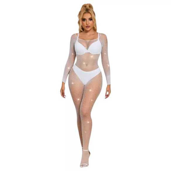 Subblime 952396 - glittrande jumpsuit med strass (vit) - S-L