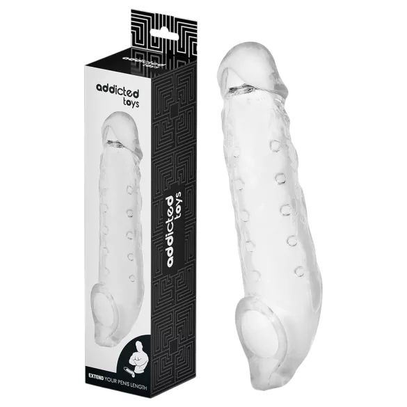 Addicted Toys - penishylsa med pung-ring - 23cm - transparent