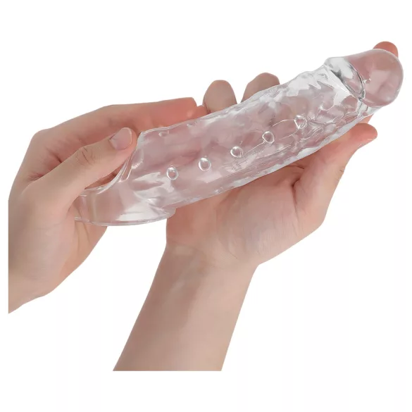 Addicted Toys - penishylsa med pung-ring - 23cm - transparent