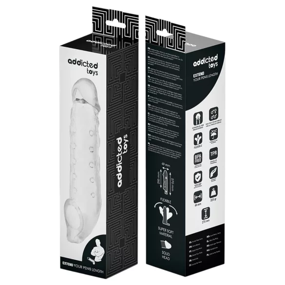 Addicted Toys - penishylsa med pung-ring - 23cm - transparent