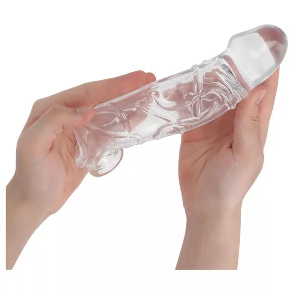 Addicted Toys - penishylsa med pung-/erektionring - 22 cm (transparent)