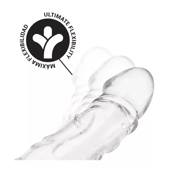 Addicted Toys - penishylsa med pung-/erektionring - 22 cm (transparent)