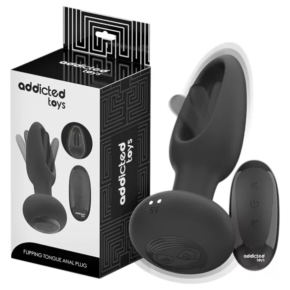 Addicted Toys - analvibrator med rörlig tunga - svart