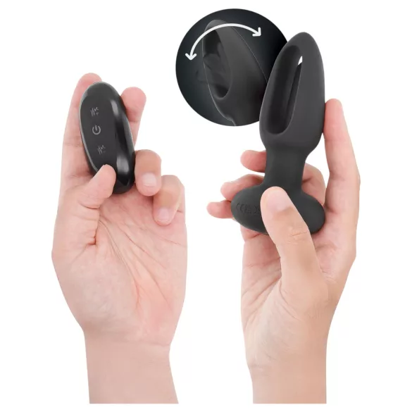 Addicted Toys - analvibrator med rörlig tunga - svart