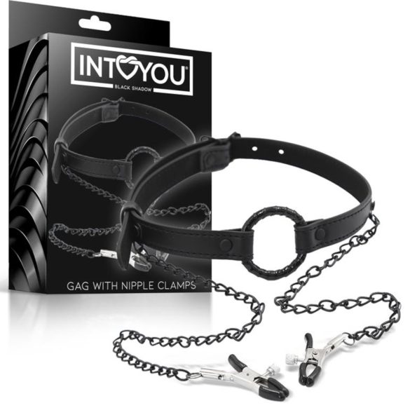 INTOYOU - munstycke med bröstvårtsklämmor (svart)