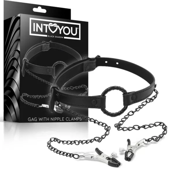 INTOYOU - munpeppar med bröstklämmor - svart