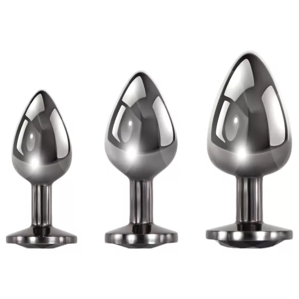 Evolved Black Gem - metall analkulor set med svart sten (silver)