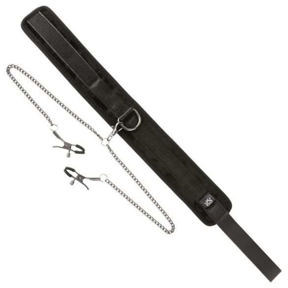 Sei Mio - halsband med bröstklämmor - svart