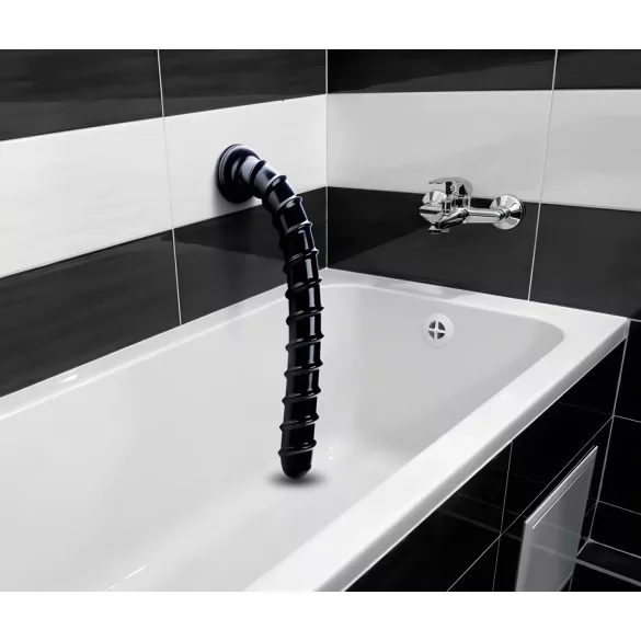 Hosed Swirl Tchick - analdildo - böjd form - svart, 18 cm