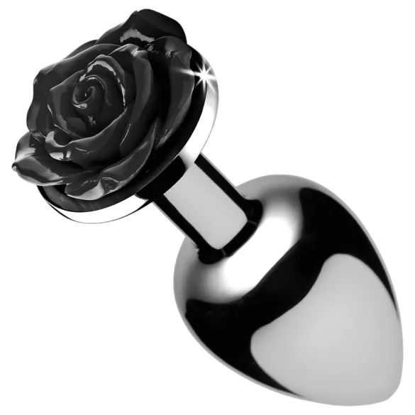 Booty Sparks Black Rose - analplugg i aluminium (silver‑svart)