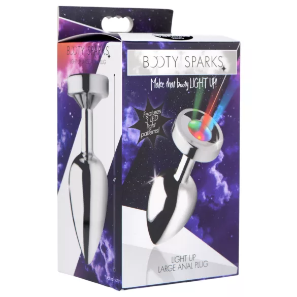 Booty Sparks - buttplug med LED-ljus - stor - silver