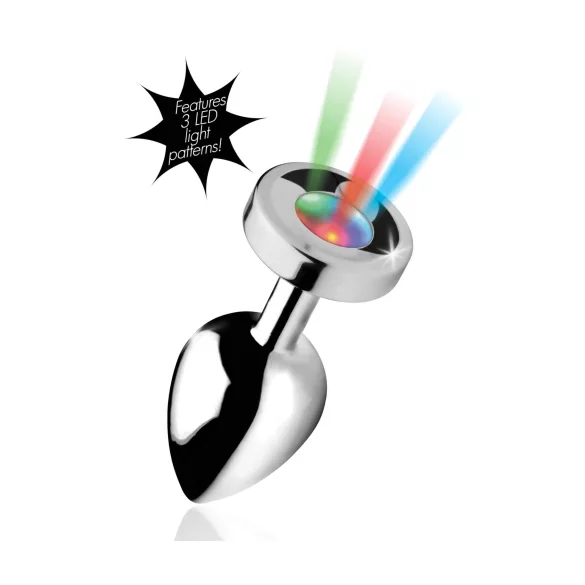 Booty Sparks - buttplug med LED-ljus - stor - silver