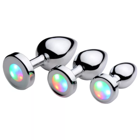 Booty Sparks - buttplug med LED-ljus - stor - silver