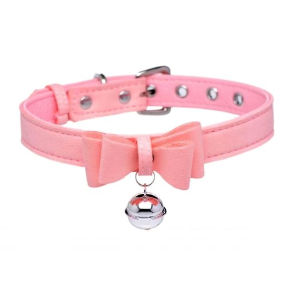 Master Series Golden Kitty - Halsband med Bjällra och Rosett (Rosa)