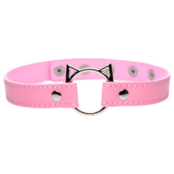 Master Series Kinky Kitty - Halsband med Kattansikte och Ring (Rosa)