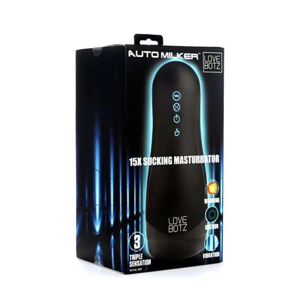 Lovebotz - automatisk masturbator med sug och vibration - vattentät svart