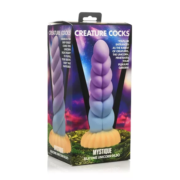 Creature Cocks Mystique - enhörningsdildo - 21cm - lila/gul