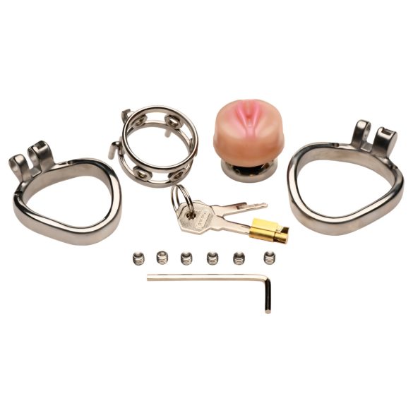 XR Brands - penisbur med masturbator - metall - silver