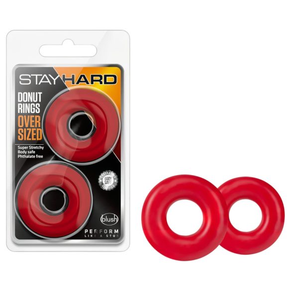 Stay Hard Donuts - penisring set - silikon - röd