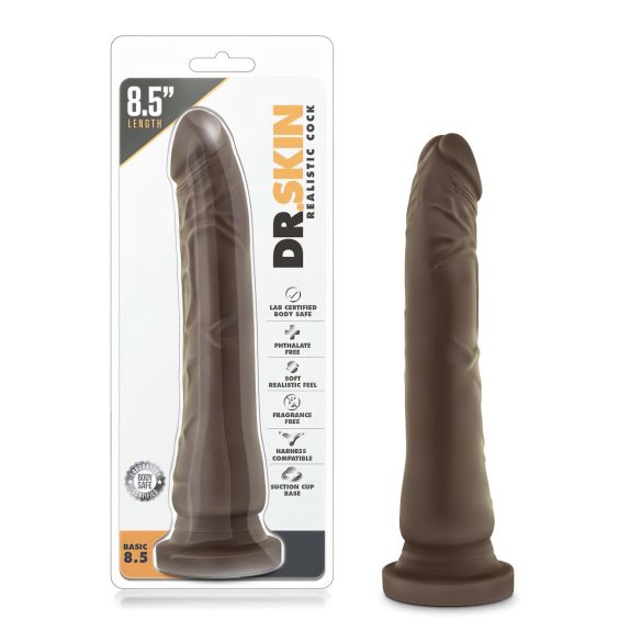 Dr. Skin - realistisk dildo med sugkopp - brun - 20,5cm