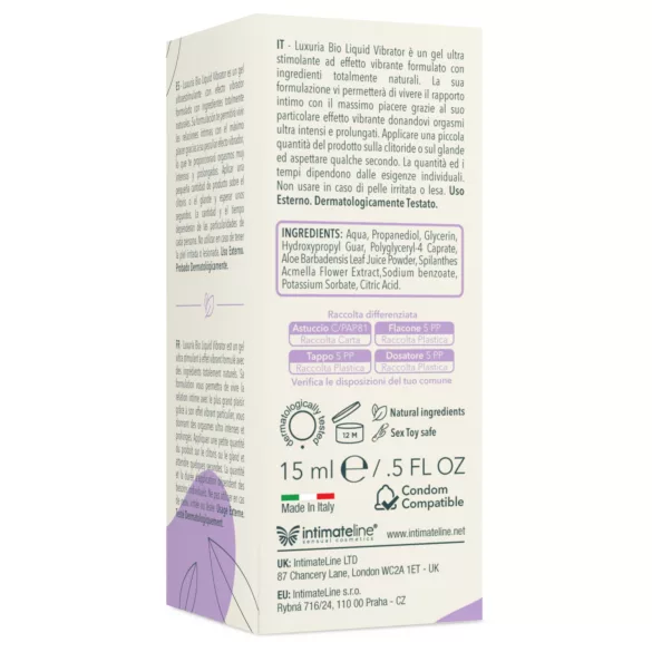 Intimateline Luxuria BIO - flytande vibratorgel för kvinnor (15 ml)