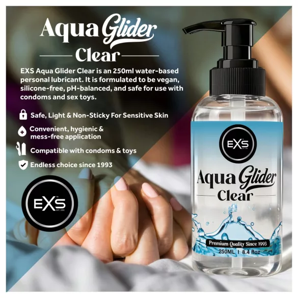 EXS AquaGlider Clear - transparent vattenbaserat glidmedel i pumpflaska (250 ml)