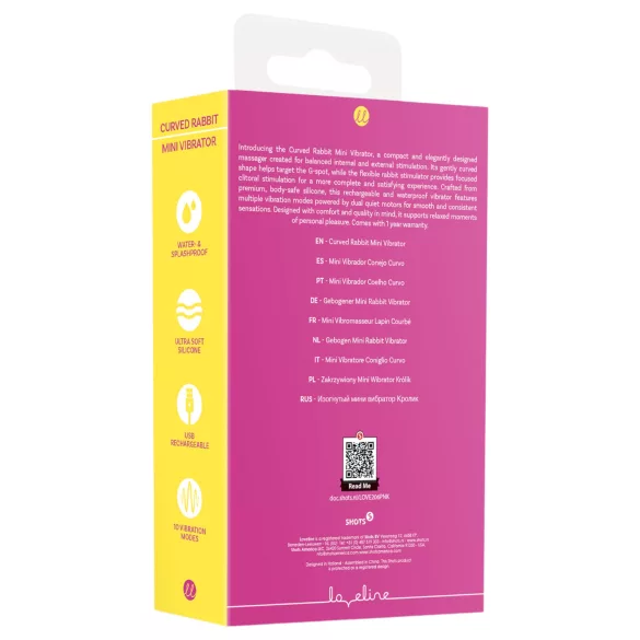 Loveline - böjd kaninformad minivibrator (rosa)