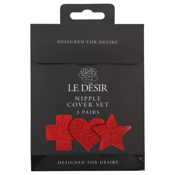 Le Désir - bröstvårtssmycke set - 3 par - röd