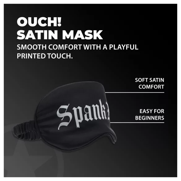Ouch! - Satengögonmask med texten ”Spank Me” (svart)