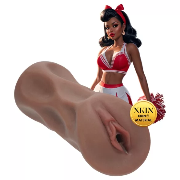 XKIN Cheerleader Cherry - realistisk onanihjälpmedel i form av en vagina (mörk naturfärg)