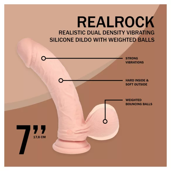 RealRock - realistisk vibrator med dubbel densitet (hudfärgad) - 18 cm