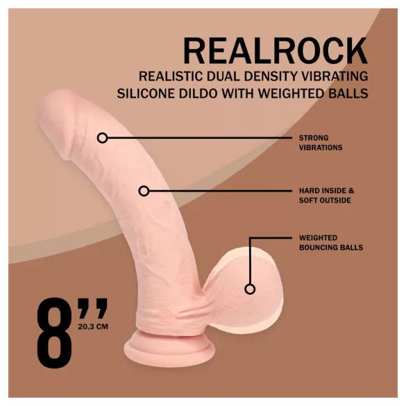 RealRock - verklighetstrogen vibrator med dubbel densitet (hudfärgad) - 20 cm