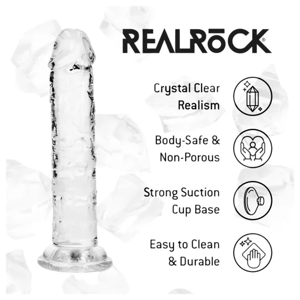 RealRock - realistisk dildo med sugpropp (genomskinlig) - 12,7 cm