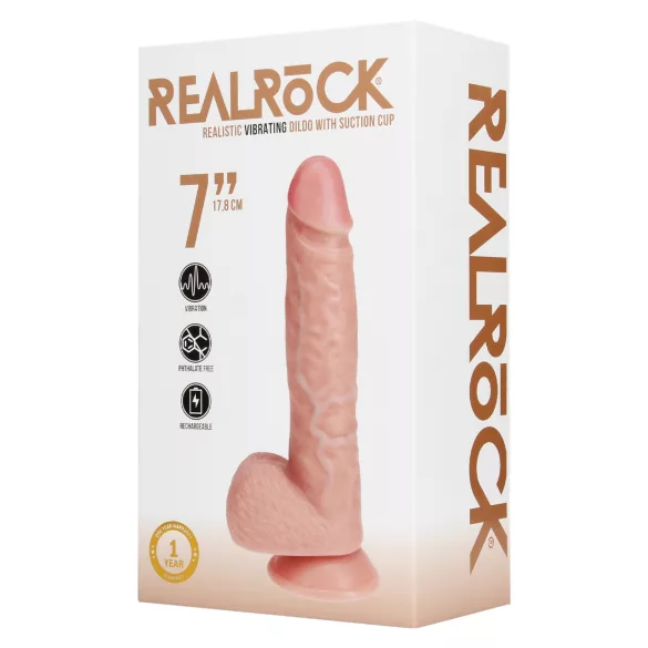 RealRock - dildo med sugkopp - vibrator - naturfärg - 18 cm
