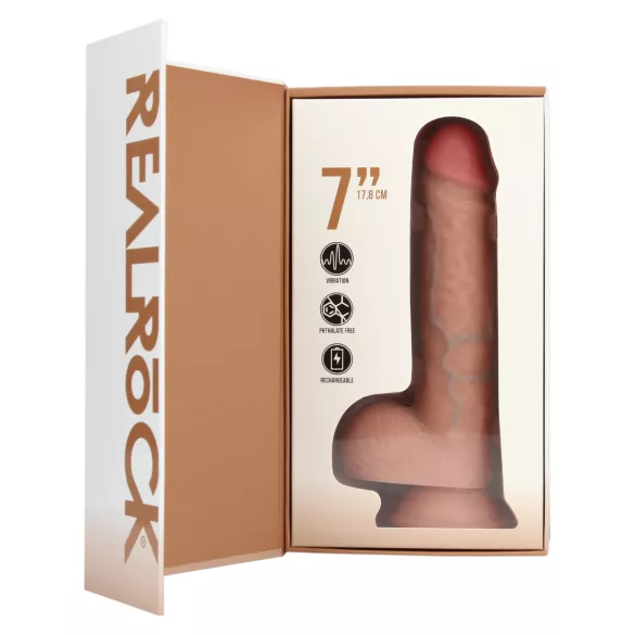 RealRock - dildo med sugkopp - vibrator - naturfärg - 18 cm