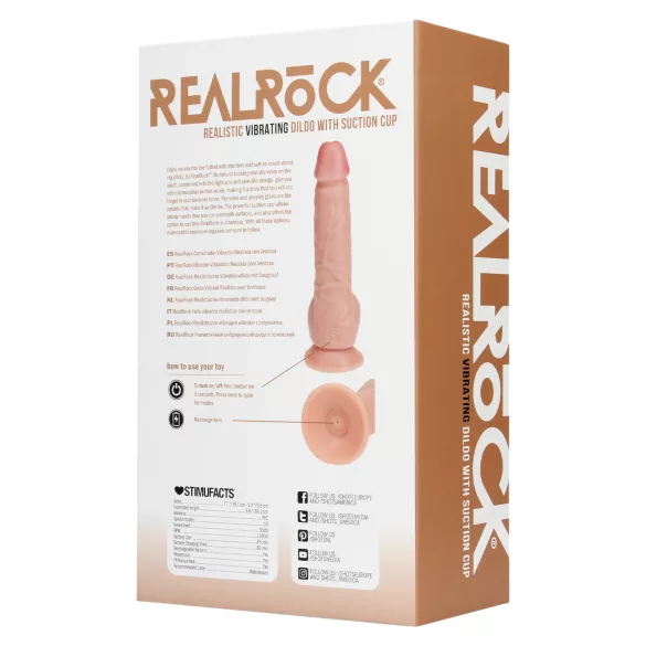 RealRock - dildo med sugkopp - vibrator - naturfärg - 18 cm