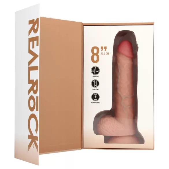 RealRock - dildo med sugkopp och vibrator - naturfärg (20,5 cm)