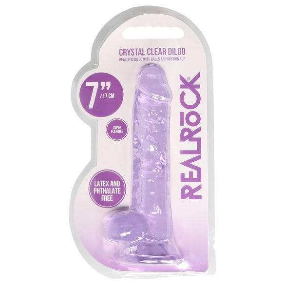 REALROCK - Genomskinlig Naturtrogen Dildo - Lila (17 cm)