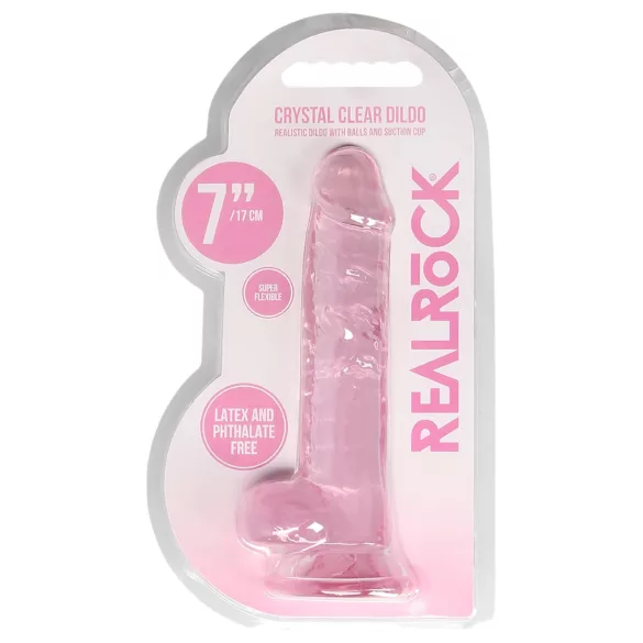 RealRock - realistisk dildo - transparent rosa - 17cm