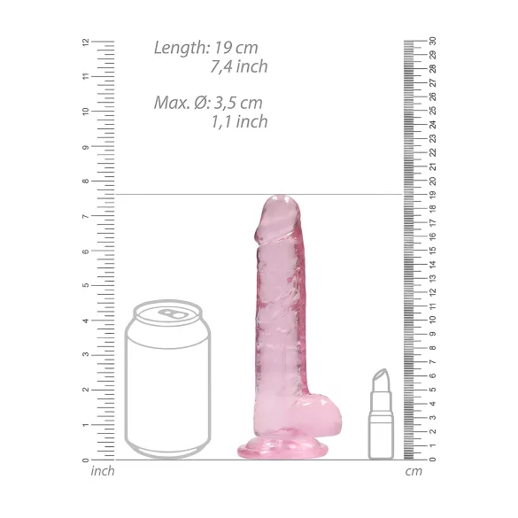RealRock - realistisk dildo - transparent rosa - 17cm