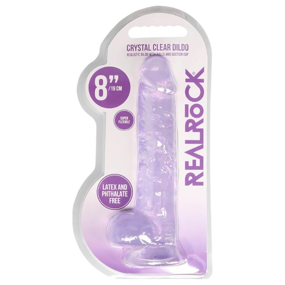 RealRock - realistisk dildo - genomskinlig lila - 19cm