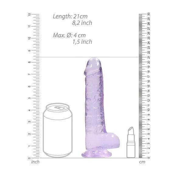 RealRock - realistisk dildo - genomskinlig lila - 19cm