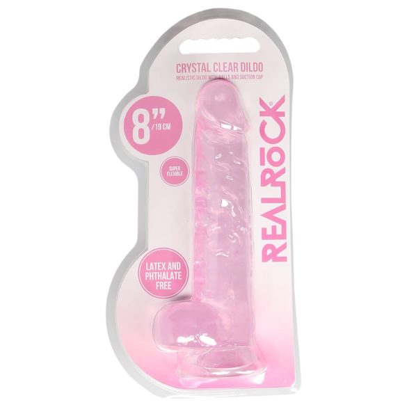REALROCK - transparent, realistisk dildo - rosa (19 cm)