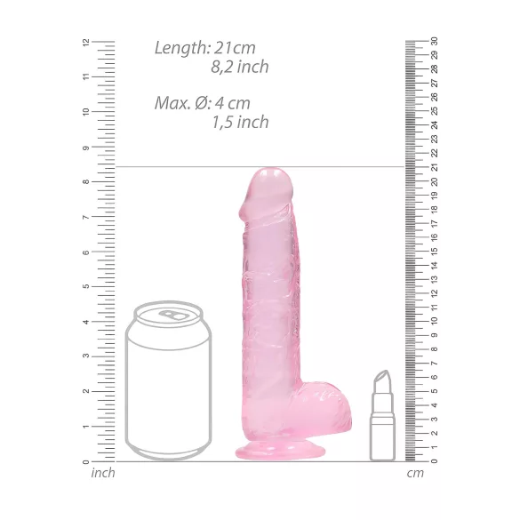 RealRock - realistisk dildo - transparent rosa - 19 cm
