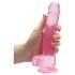 REALROCK - transparent, realistisk dildo - rosa (19 cm)