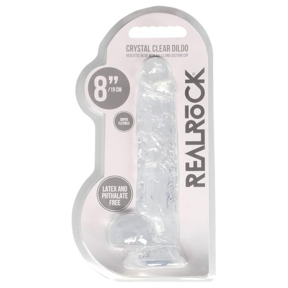 REALROCK - transparent realistisk dildo - genomskinlig (19 cm)
