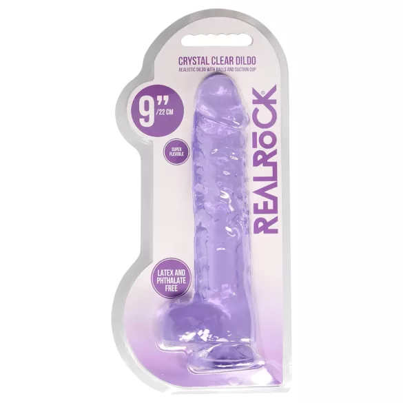 RealRock - realistisk dildo - genomskinlig lila - 22cm