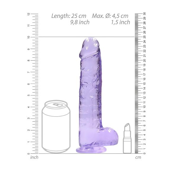 RealRock - realistisk dildo - genomskinlig lila - 22cm