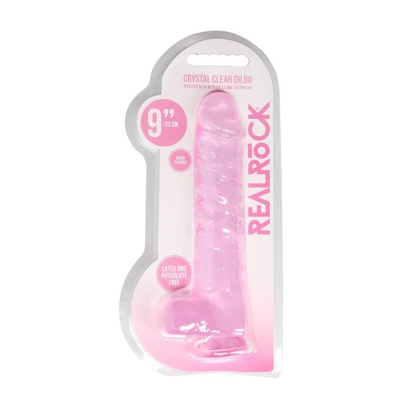 RealRock - realistisk dildo - transparent rosa - 22 cm